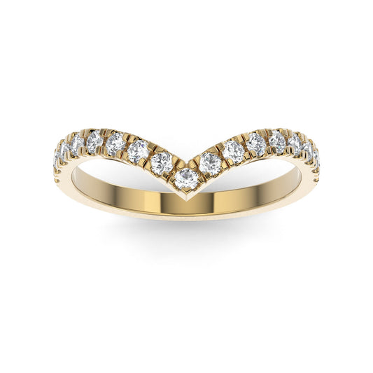 10K Yellow Gold Contour Half Shank Lab Grown Diamond Wedding Band