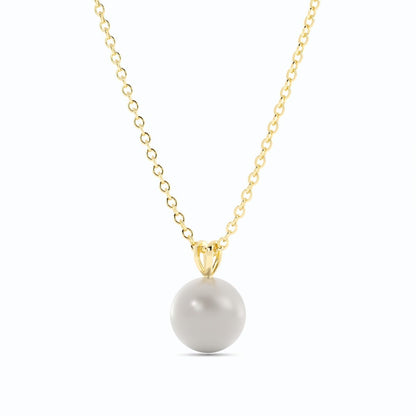 2.0ct Pearl Solitaire Pendant Akoya 10K Yellow Gold Necklace
