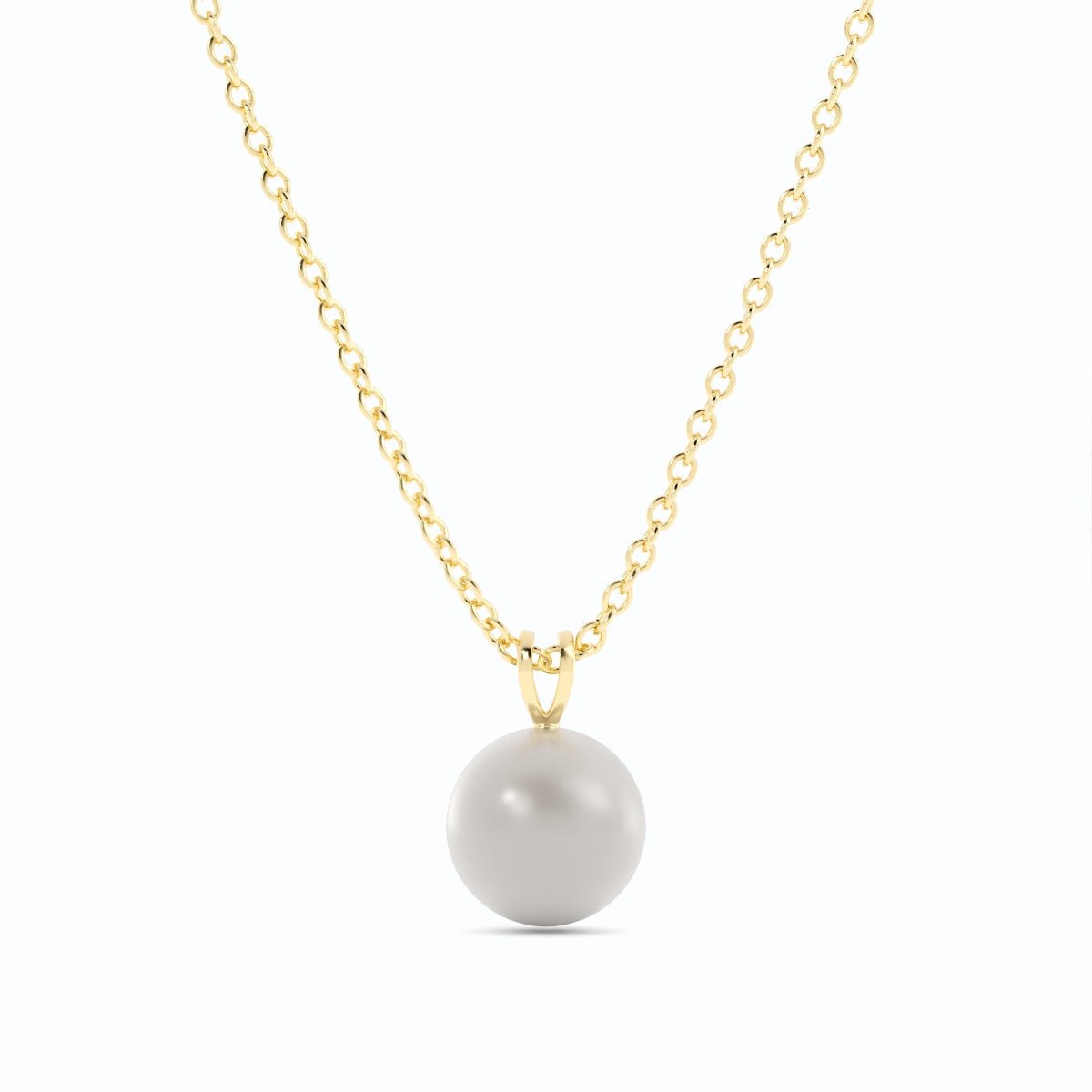2.0ct Pearl Solitaire Pendant Akoya 10K Yellow Gold Necklace