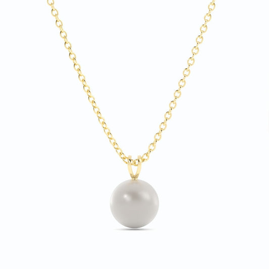 2.0ct Pearl Solitaire Pendant Akoya 10K Yellow Gold Necklace