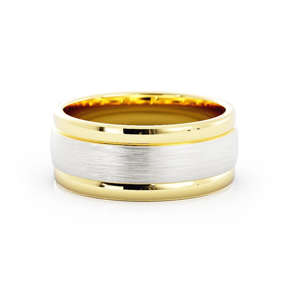 Two-Tone 10K Yellow/White Gold Satin 8mm Wedding Band