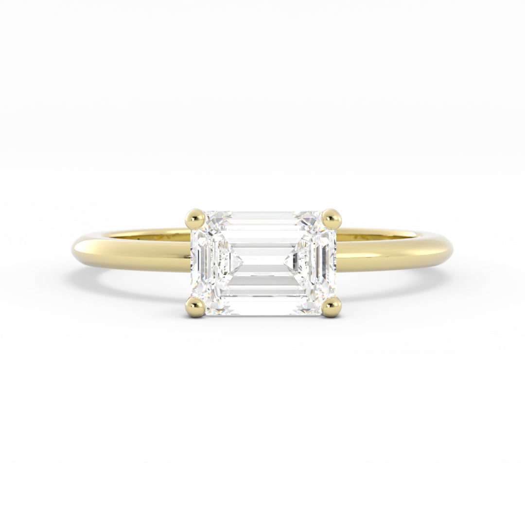 1.0ct Moissanite Emerald East West 10K Yellow Gold Engagement Ring