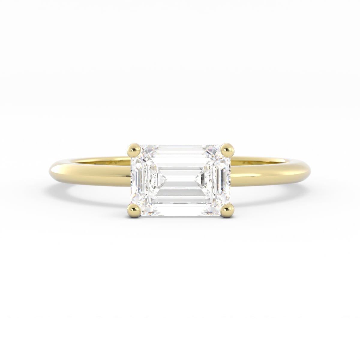 1.0ct Moissanite Emerald East West 10K Yellow Gold Engagement Ring