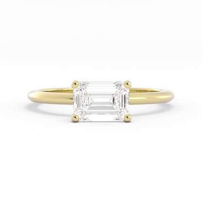 1.0ct Moissanite Emerald East West 10K Yellow Gold Engagement Ring