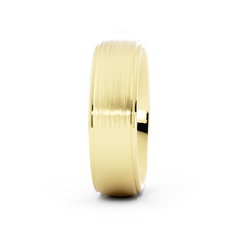 10K Yellow Gold Satin Elevated Center 6mm Wedding Band