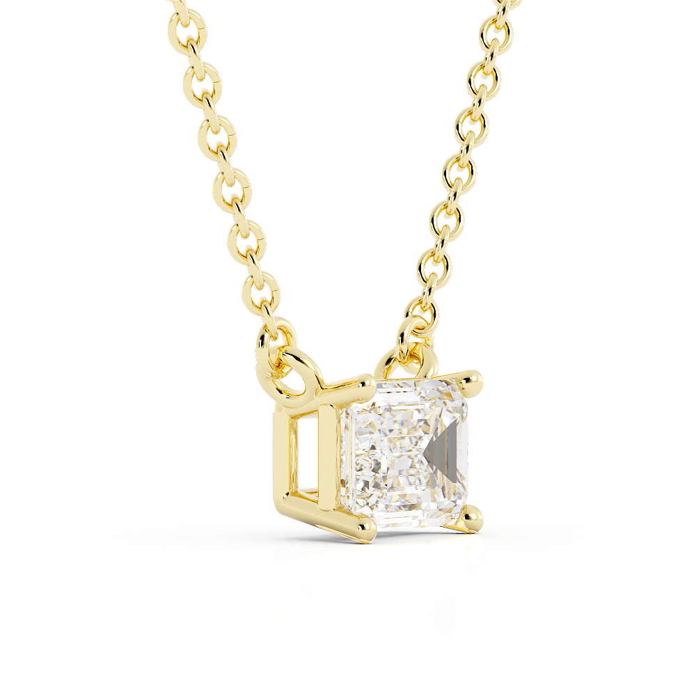 Classic Emerald Cut moissanite 1.67 ct. Solitaire Pendant Necklace 10k Yellow Gold-2