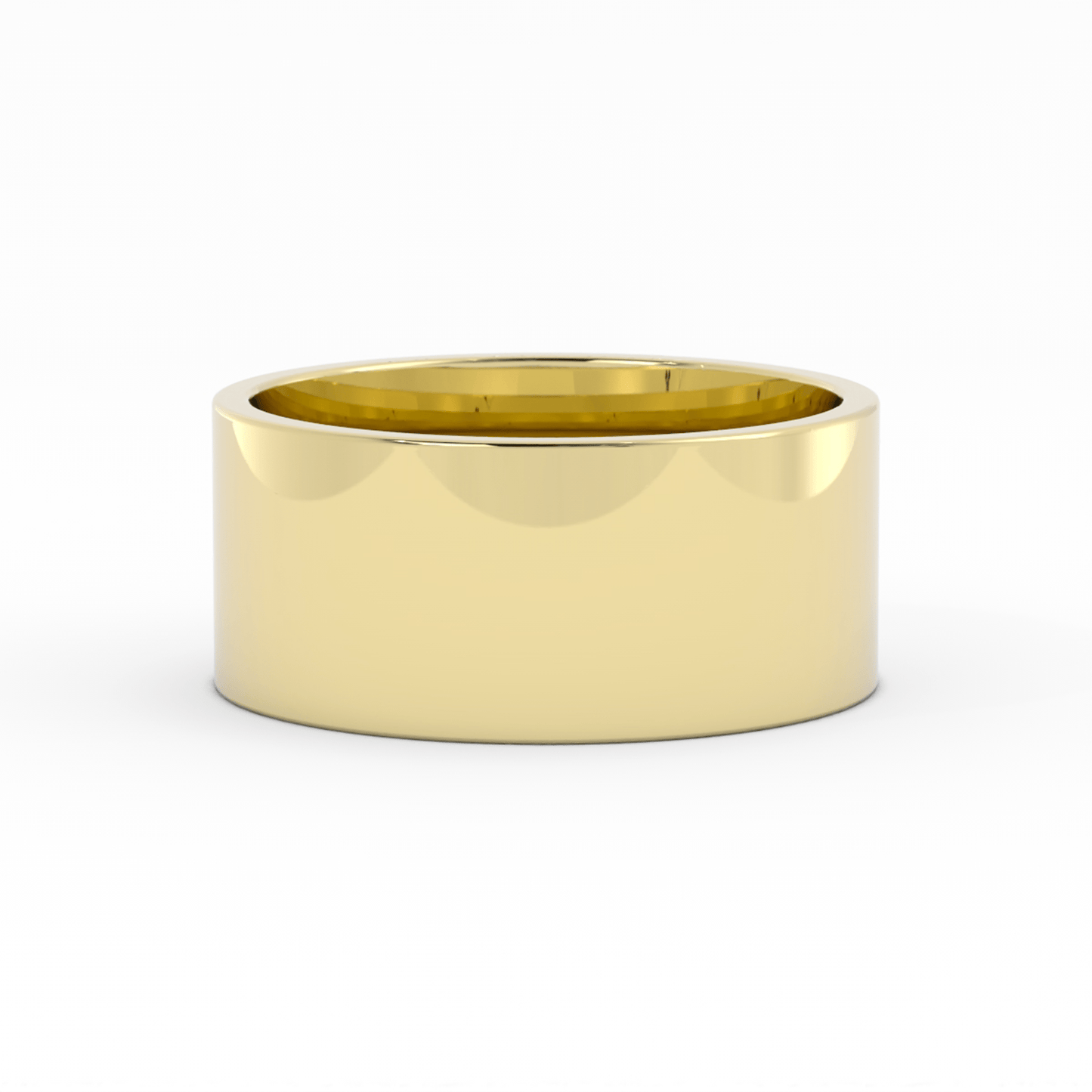 10K Yellow Gold 10mm  Flat Comfort Fit Wedding Band