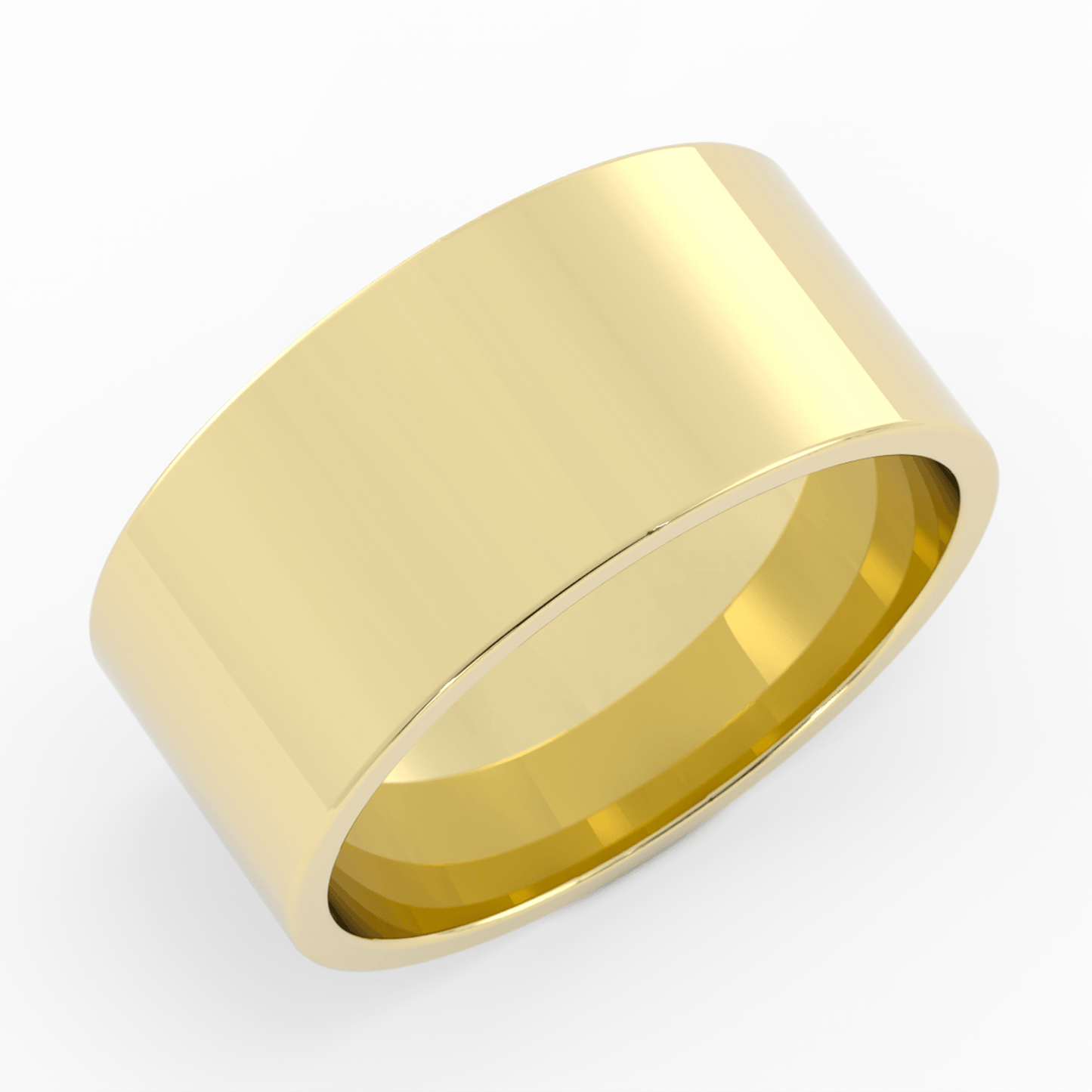 10K Yellow Gold 10mm  Flat Comfort Fit Wedding Band
