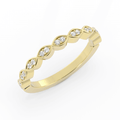 10K Yellow Gold Round Half Shank Eyelet Paired Stone Natural Diamond Wedding Band