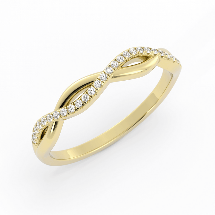 10K Yellow Gold Round Half Shank Wave Pattern Lab Grown Diamond Wedding Band