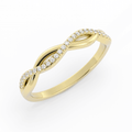 10K Yellow Gold Round Half Shank Wave Pattern Lab Grown Diamond Wedding Band