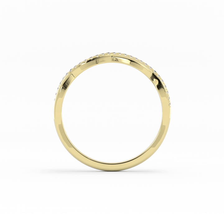 10K Yellow Gold Round Half Shank Wave Pattern Lab Grown Diamond Wedding Band