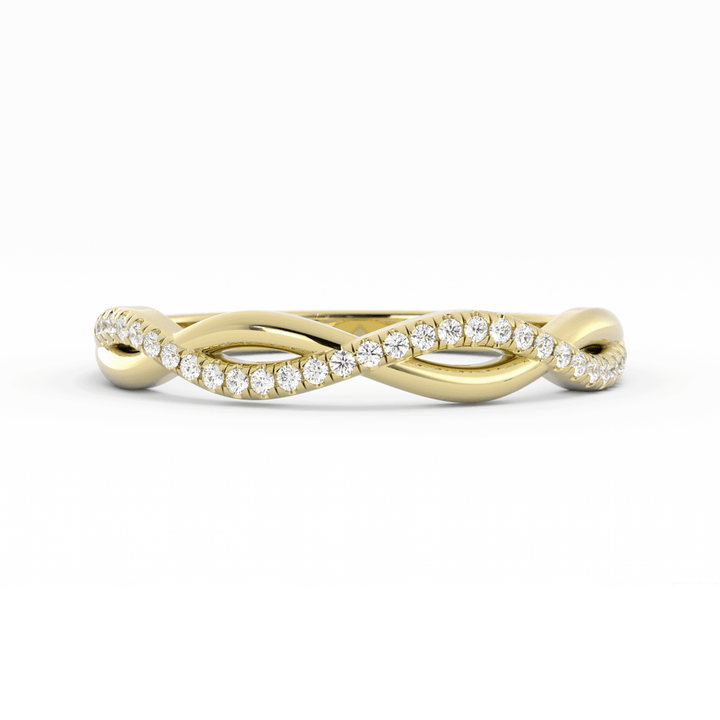 10K Yellow Gold Round Half Shank Wave Pattern Lab Grown Diamond Wedding Band