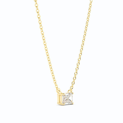 0.5ct Lab Grown Diamond Petite Emerald Cut Solitaire 10K Yellow Gold Necklace