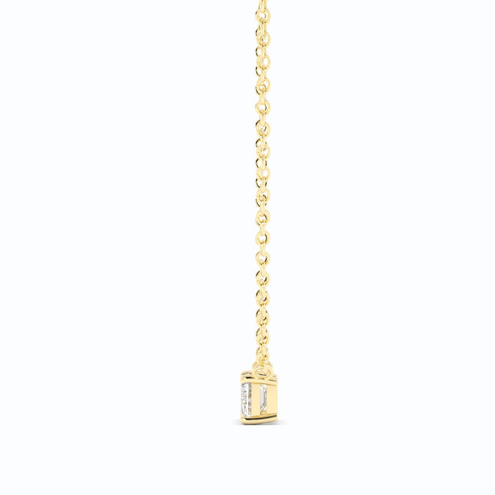 0.5ct Lab Grown Diamond Petite Emerald Cut Solitaire 10K Yellow Gold Necklace