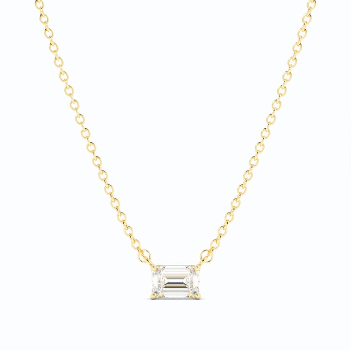 Petite Emerald Cut Solitaire Lab Grown Diamond Necklace