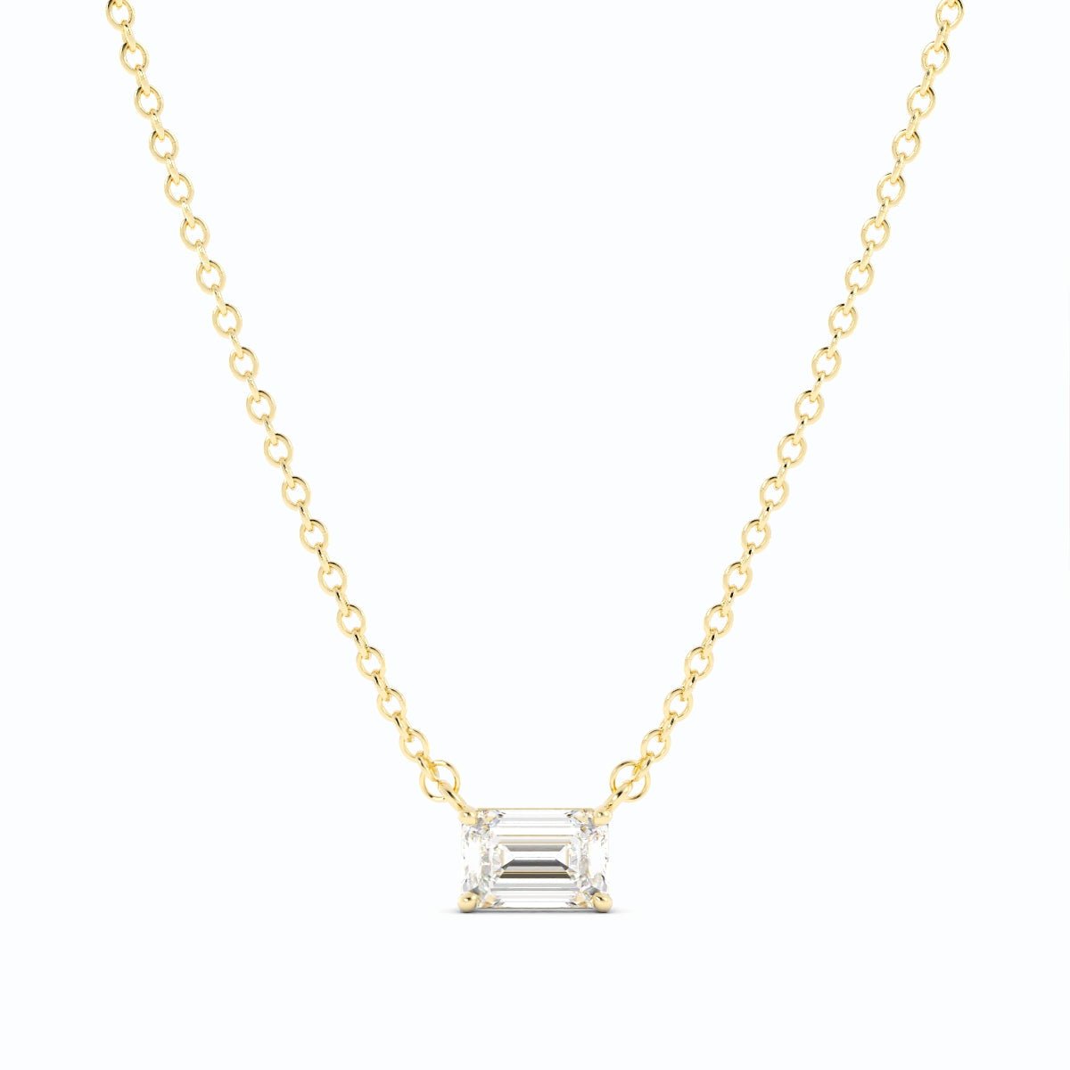 0.5ct Lab Grown Diamond Petite Emerald Cut Solitaire 10K Yellow Gold Necklace