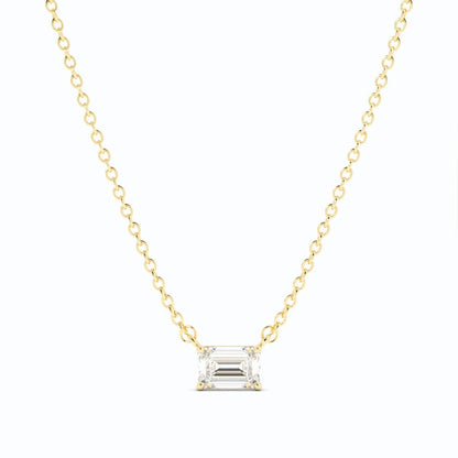0.5ct Lab Grown Diamond Petite Emerald Cut Solitaire 10K Yellow Gold Necklace