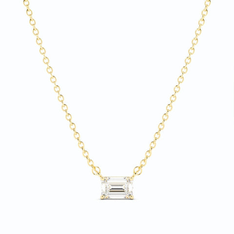 0.5ct Lab Grown Diamond Petite Emerald Cut Solitaire 10K Yellow Gold Necklace