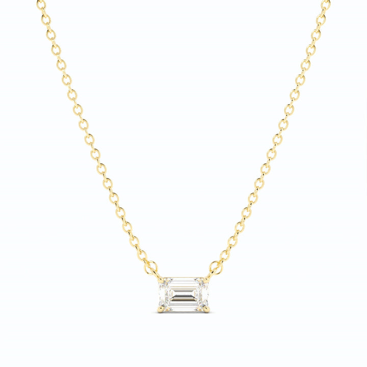 0.5ct Lab Grown Diamond Petite Emerald Cut Solitaire 10K Yellow Gold Necklace