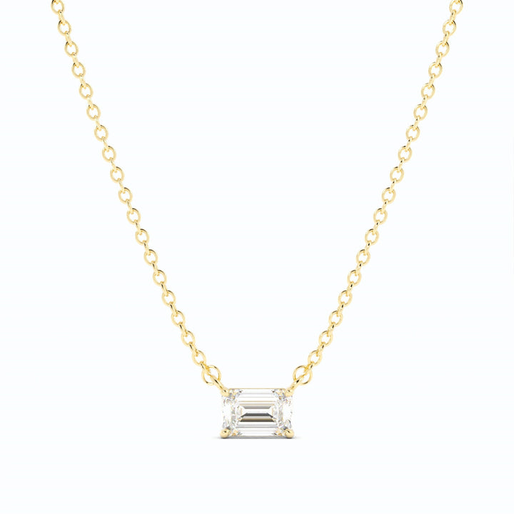 Petite Emerald Cut Solitaire Lab Grown Diamond Necklace