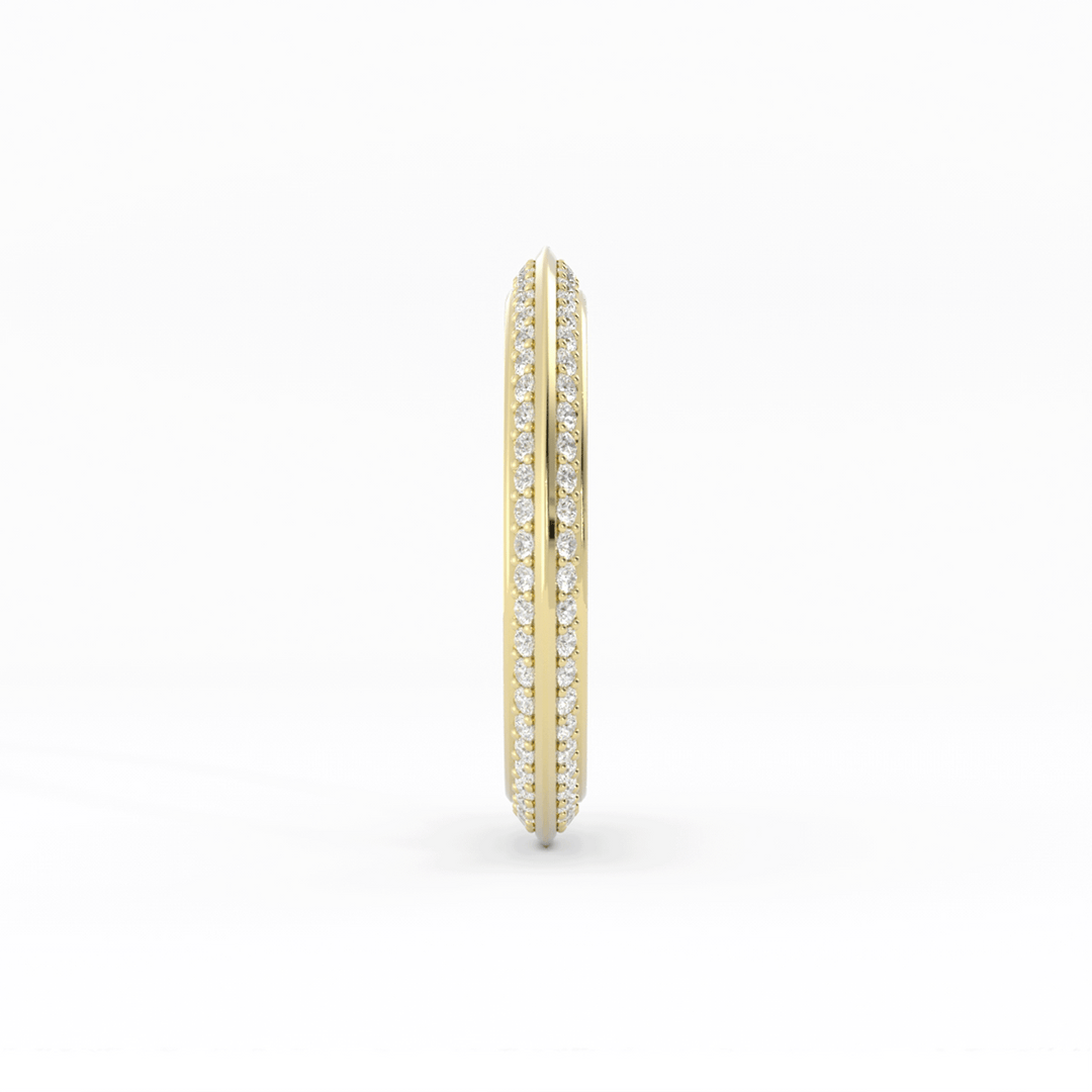 10K Yellow Gold Round Double Knife Edge Lab Grown Diamond Wedding Band