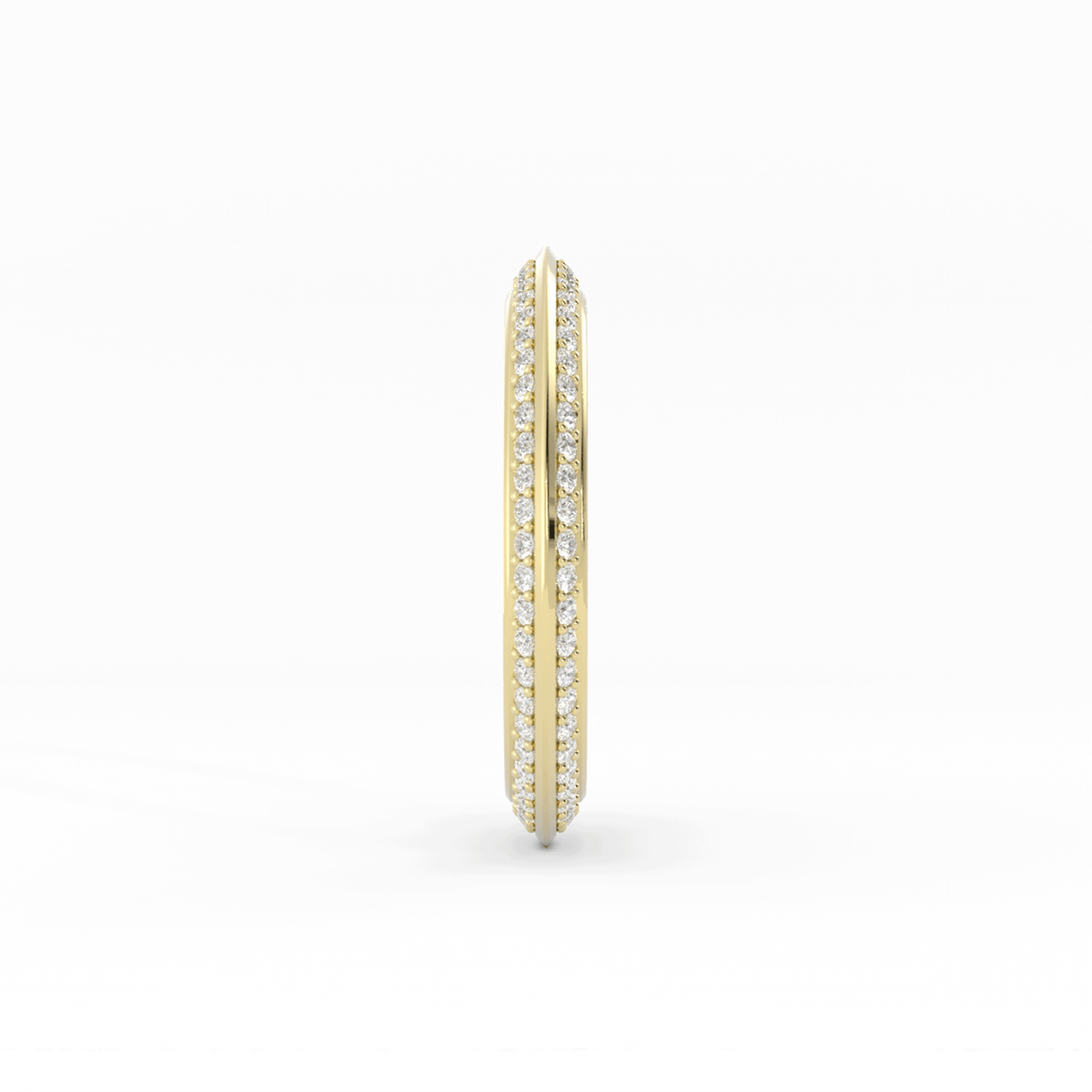 10K Yellow Gold Round Double Knife Edge Lab Grown Diamond Wedding Band