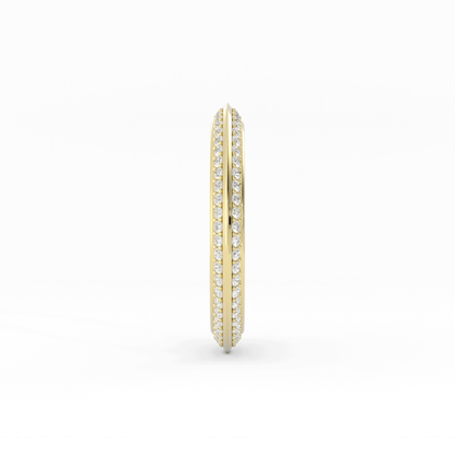 10K Yellow Gold Round Double Knife Edge Lab Grown Diamond Wedding Band