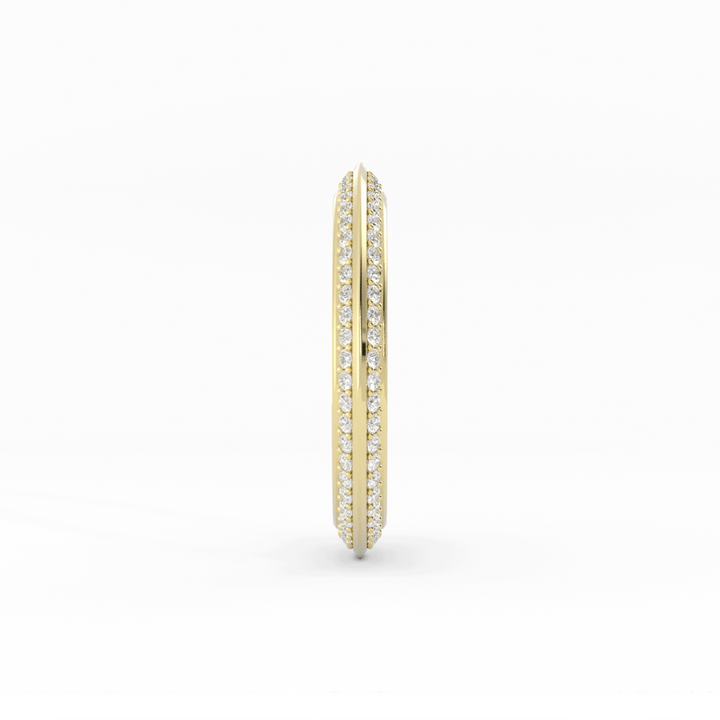 10K Yellow Gold Round Double Knife Edge Lab Grown Diamond Wedding Band