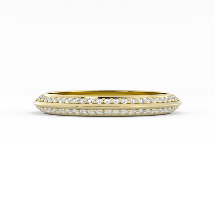 10K Yellow Gold Round Double Knife Edge Lab Grown Diamond Wedding Band