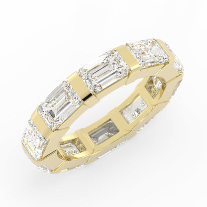 10K Yellow Gold Lab Grown Emerald Cut Eternity 4mm Wedding Band