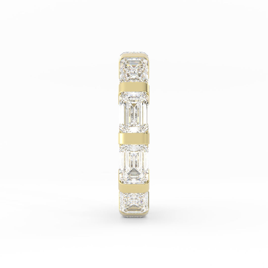 10K Yellow Gold Lab Grown Emerald Cut Eternity 4mm Wedding Band