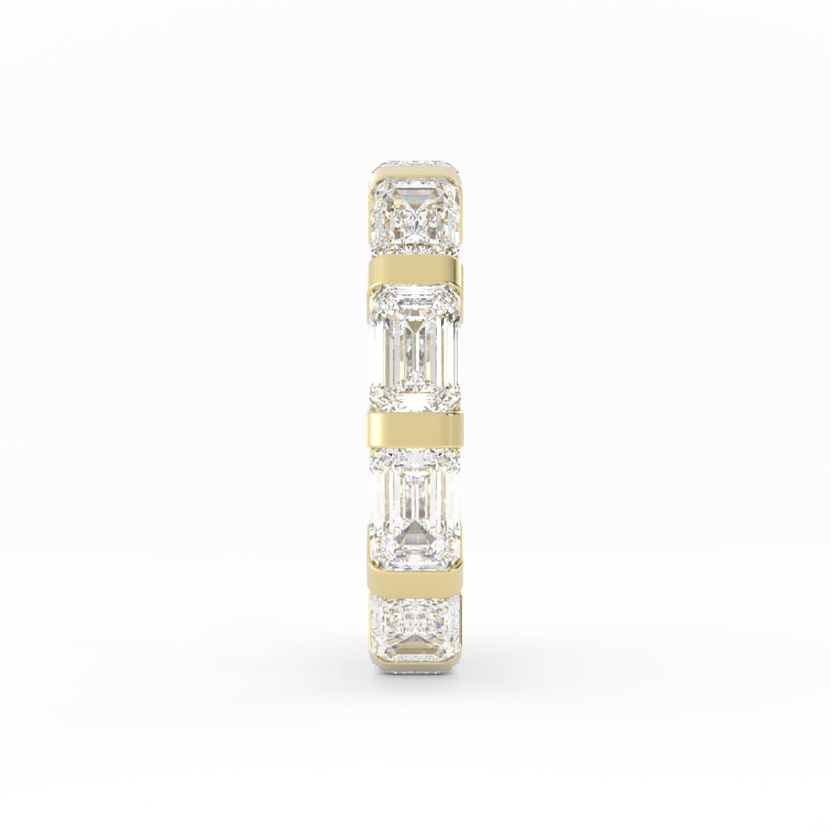 10K Yellow Gold Lab Grown Emerald Cut Eternity 4mm Wedding Band