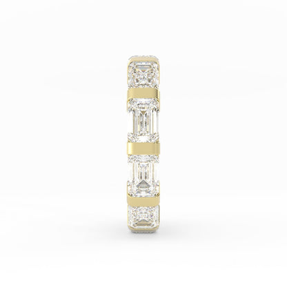 10K Yellow Gold Lab Grown Emerald Cut Eternity 4mm Wedding Band