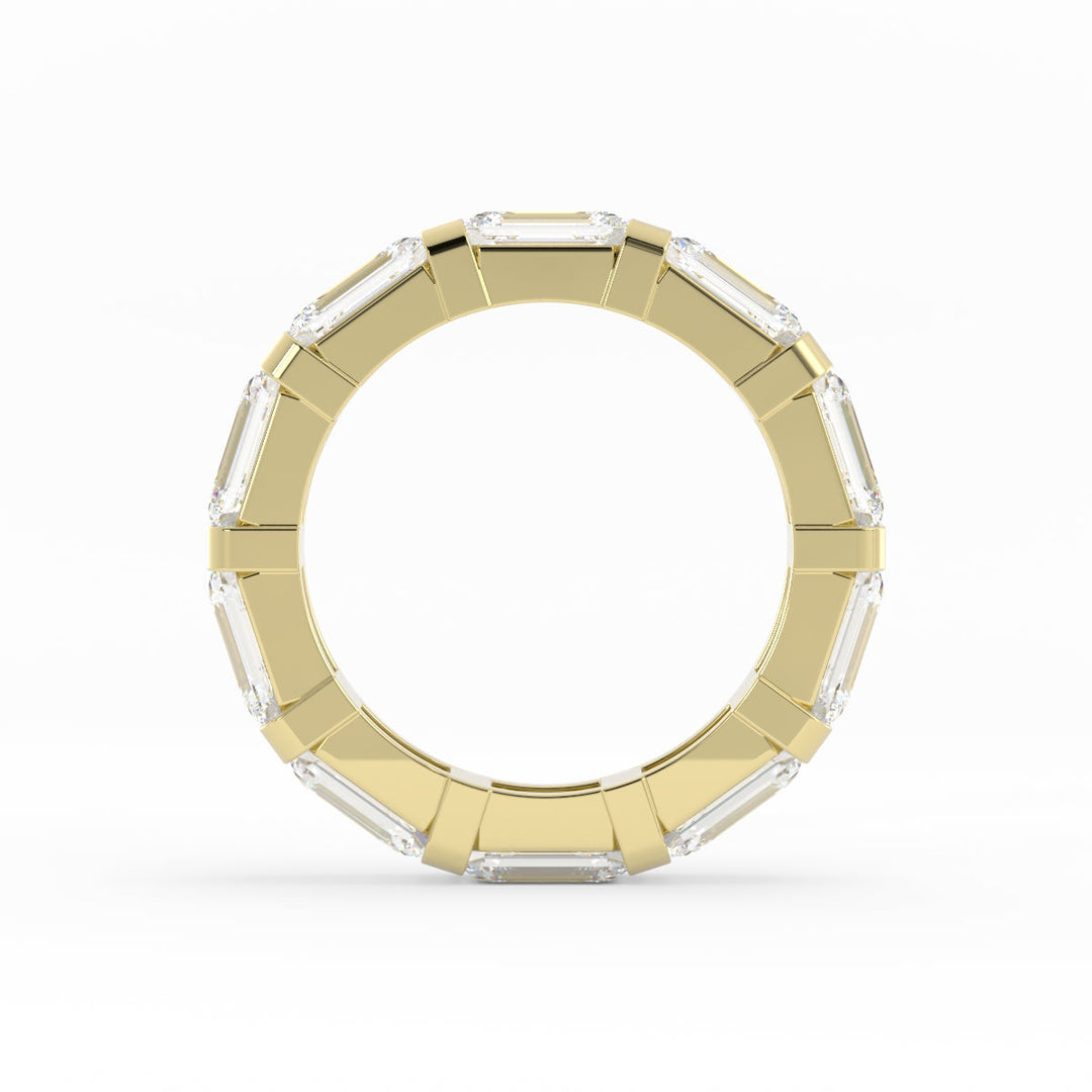 10K Yellow Gold Lab Grown Emerald Cut Eternity 4mm Wedding Band