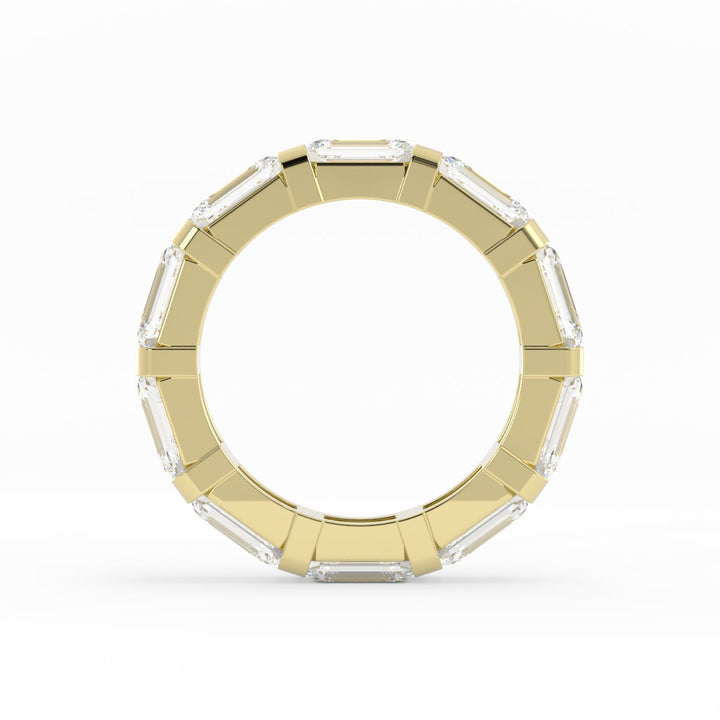 10K Yellow Gold Lab Grown Emerald Cut Eternity 4mm Wedding Band