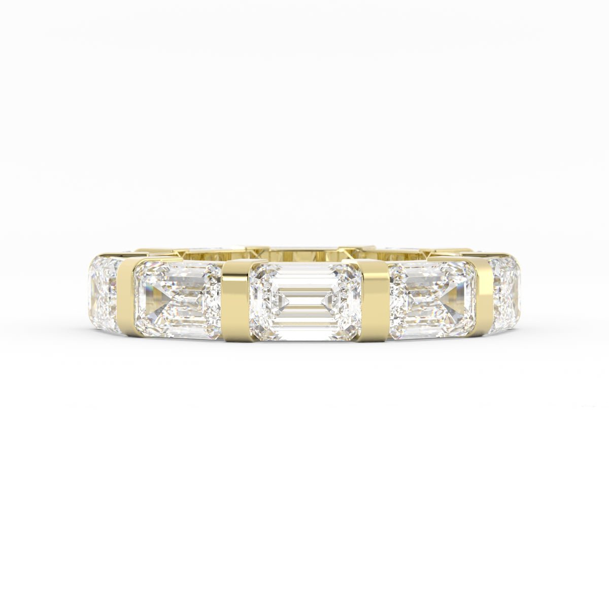 10K Yellow Gold Lab Grown Emerald Cut Eternity 4mm Wedding Band