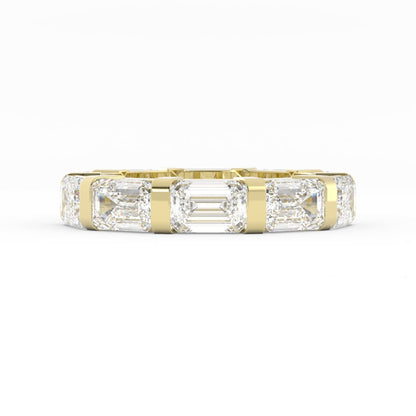 10K Yellow Gold Lab Grown Emerald Cut Eternity 4mm Wedding Band