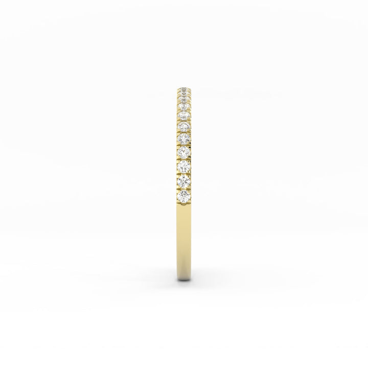 10K Yellow Gold Round Pave Half Shank Lab Grown Diamond Wedding Band