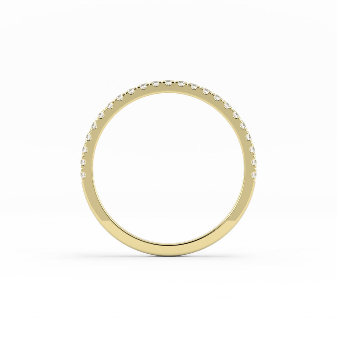 10K Yellow Gold Round Pave Half Shank Lab Grown Diamond Wedding Band