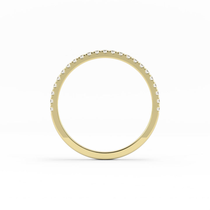 10K Yellow Gold Round Pave Half Shank Lab Grown Diamond Wedding Band