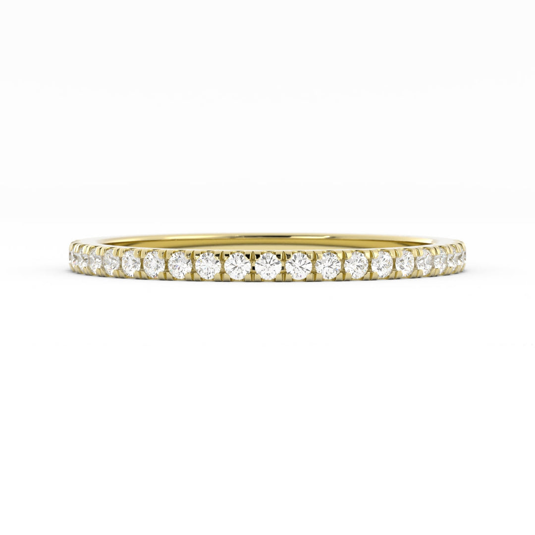 10K Yellow Gold Round Pave Half Shank Lab Grown Diamond Wedding Band