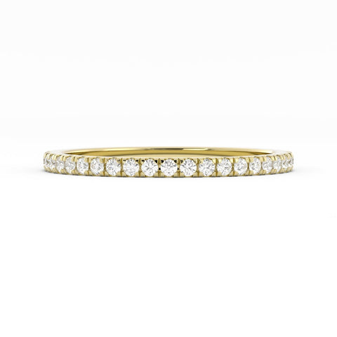 10K Yellow Gold Round Pave Half Shank Lab Grown Diamond Wedding Band