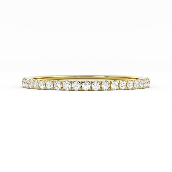 10K Yellow Gold Round Pave Half Shank Lab Grown Diamond Wedding Band