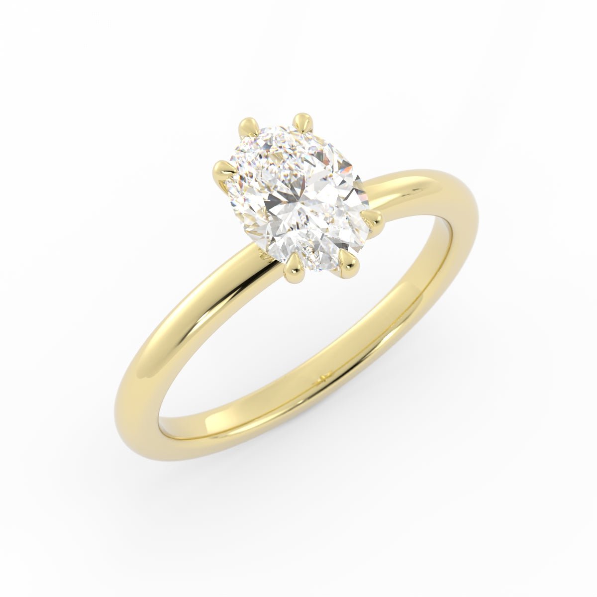 1.25ct Moissanite Oval Solitaire 10K Yellow Gold Engagement Ring