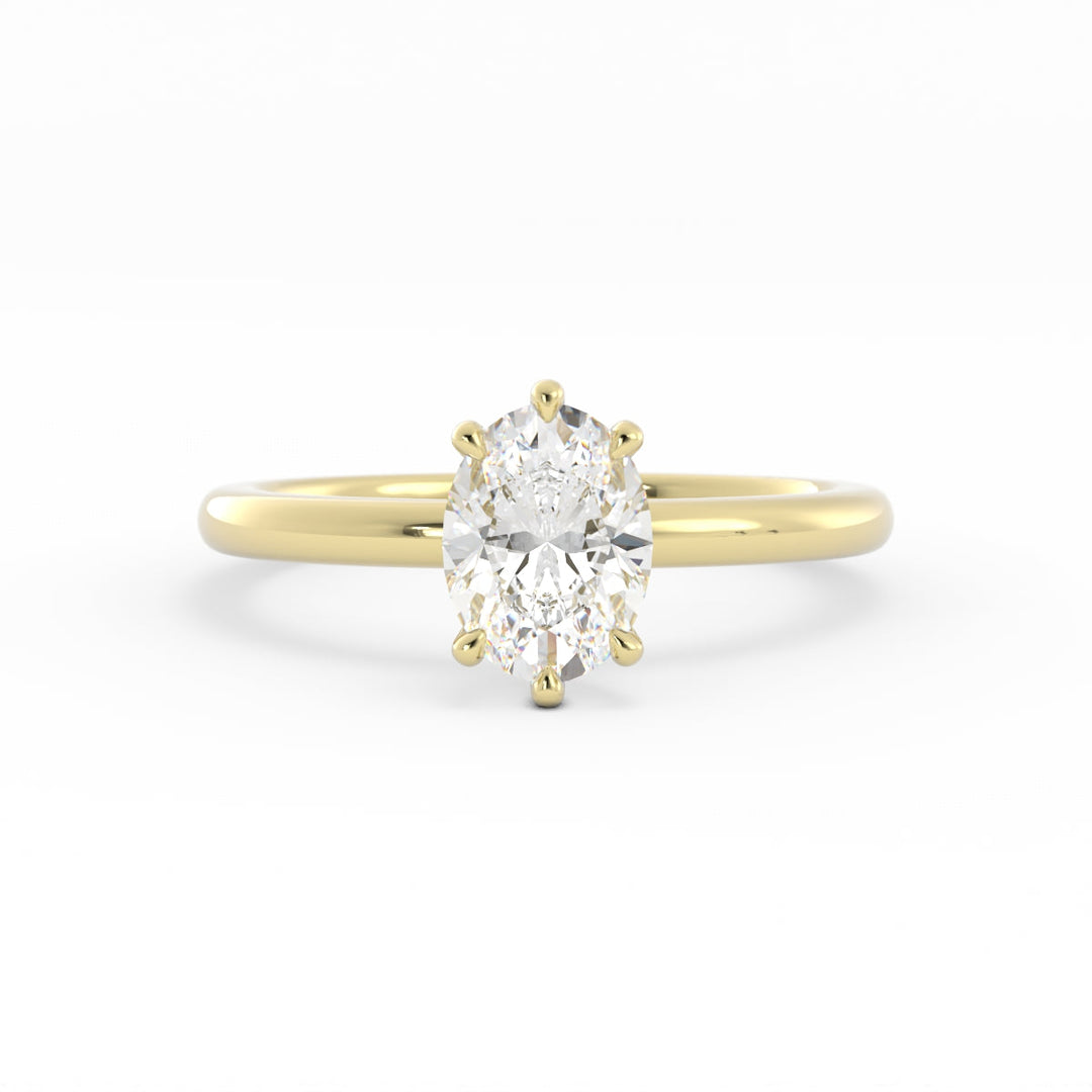 1.25ct Moissanite Oval Solitaire 10K Yellow Gold Engagement Ring