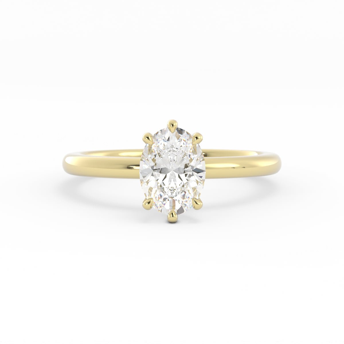 1.25ct Moissanite Oval Solitaire 10K Yellow Gold Engagement Ring