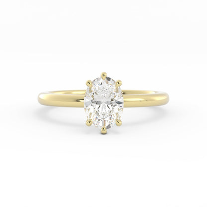 1.25ct Moissanite Oval Solitaire 10K Yellow Gold Engagement Ring