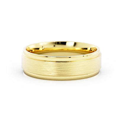 10K Yellow Gold Satin Step-Down Edge 6mm Wedding Band