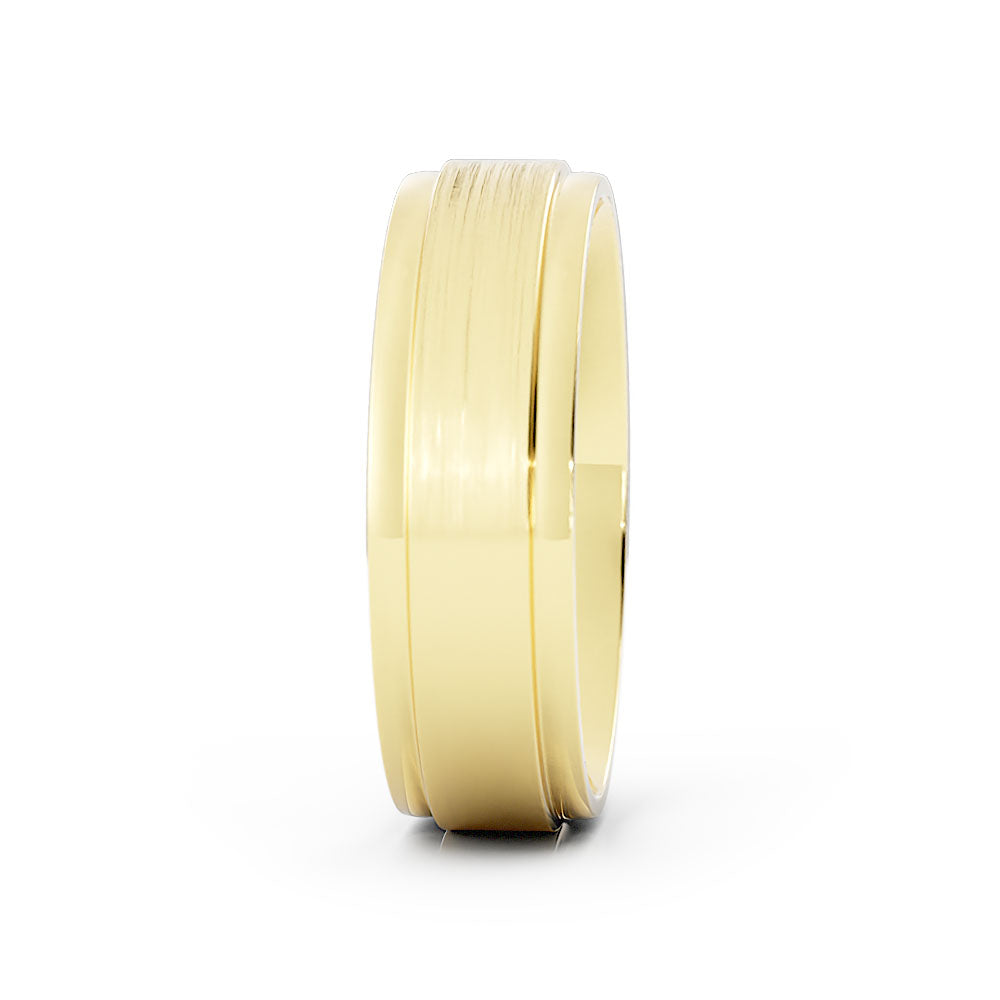10K Yellow Gold Satin Step-Down Edge 6mm Wedding Band